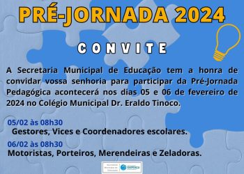 SAPEAÇU: Sec. de Educação vai realizar a Pré-Jornada dias 05 e 06 de fevereiro