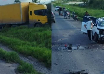 Colisão entre caminhão dos Correios e carro deixa um morto e quatro feridos na BR-101, em Alagoinhas