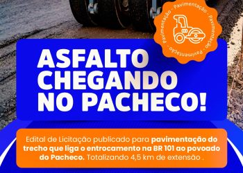 SAPEAÇU: Obras da pavimentação asfáltica do Pacheco está chegando