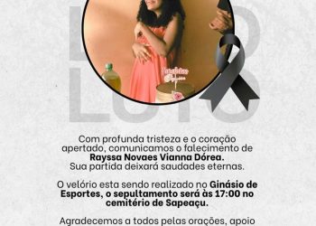 SAPEAÇU: Domingo triste com a perda de Raissa, filha de Vitor Vianna