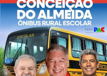 Conc. do Almeida: “Feliz por mais um presente” disse jailton Melo, sobre ônibus escolar do PAC 2 com ajuda de Rosemberg Pinto