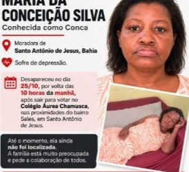 Família procura por mulher desaparecida após sair para votar em Santo Antônio de Jesus