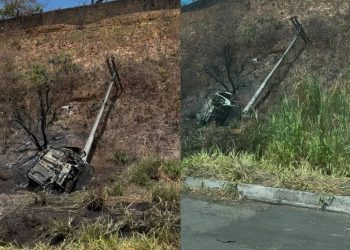 Duas pessoas morrem após carro bater em poste e pegar fogo na BR-324